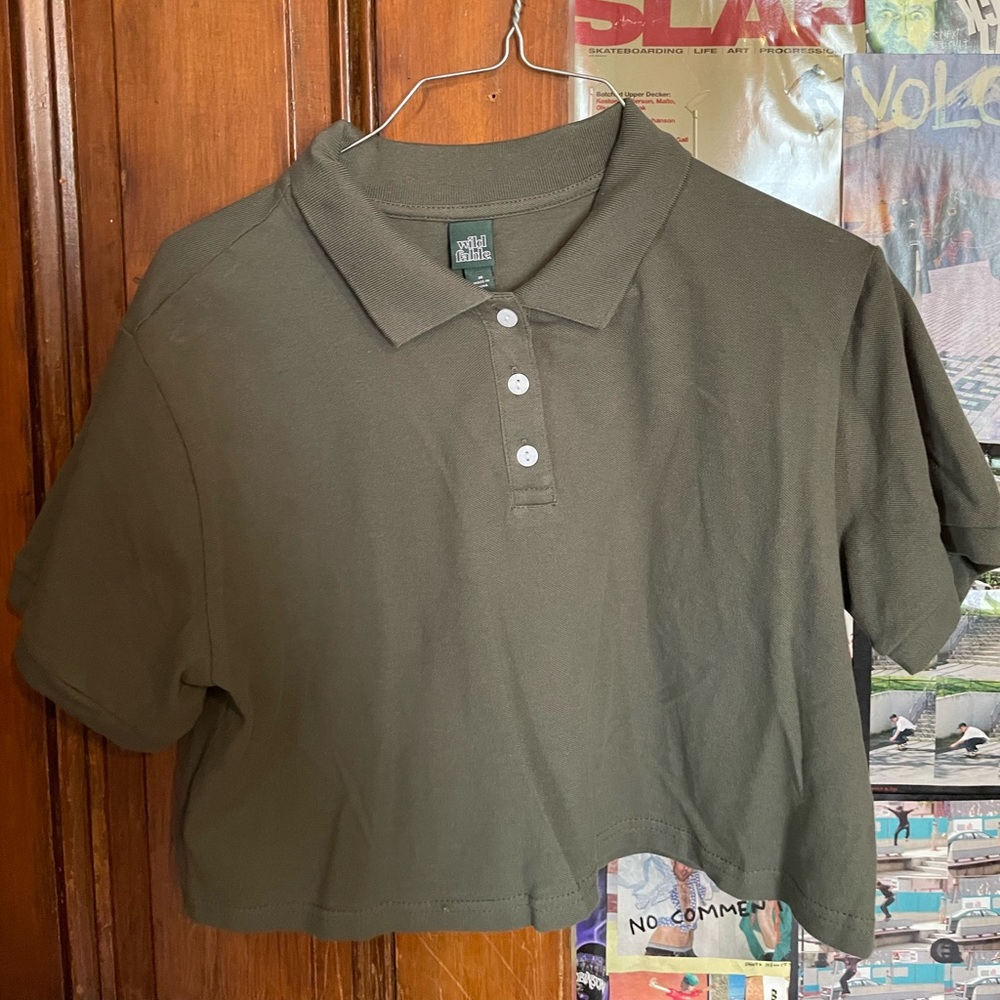 olive green polo crop